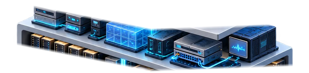 Uma camada técnica de sistemas operacionais, ambientes de execução, virtualização, redes e gerenciamento, que coordena os recursos físicos.